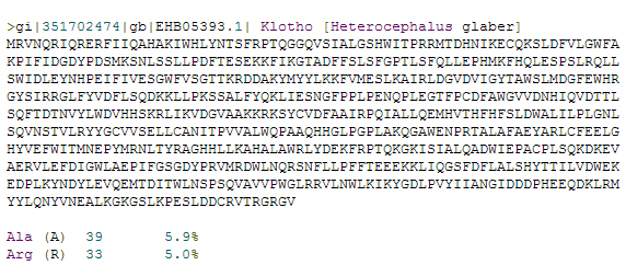 KLOTHO protein sequences (sixteen species) FULL DATASET